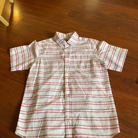Youth First Wave Button Down Shirt size 14 16 White Red striped linen cotton - Picture 3 of 7